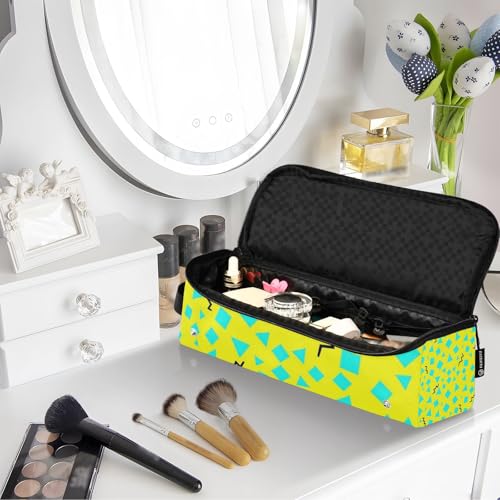 Estuche de viaje 2 en 1 para rizadores con tapete resistente al calor, portátil para planchas, alisadores y rizadores, patrón abstracto Memphis 80S para mujer miniatura 7