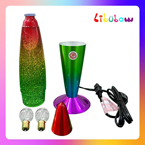 Image of 16 Inch Rainbow Glitter Lamp, 2 Bulbs,Sparkle Night Light, Relaxing Mood Lamp Home Decor Room Office Bedroom for Adults, Teens and Kids, Red Yellow Green