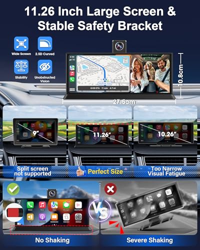 Pantalla Carplay Android Auto táctil de 11,26 pulgadas con cámara frontal 4K y GPS 3