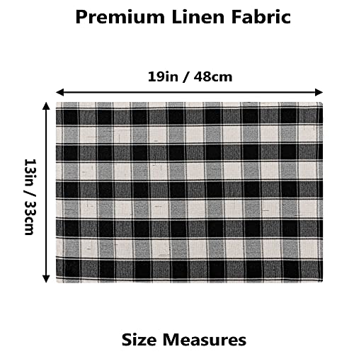 Home Brilliant Buffalo Plaid Placemats Set Of 6 Farmhouse Place Mats For Kitchen Table, 13 X 19 Inches, Black And White #TOP4