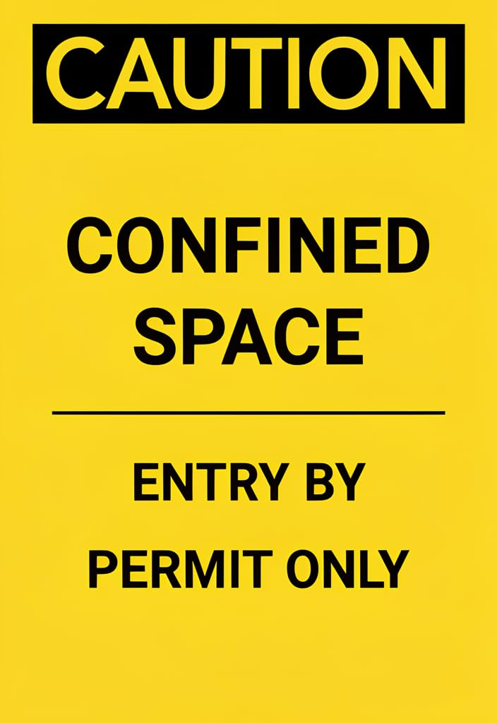 peiyeety CAUTION Confined Space Entry By Permit Only Tin Sign 12x8 Inch, High-Visibility Yellow Safety Warning Metal Plaque for Workplace Compliance, Shop/Garage/Industrial Door Wall Decor