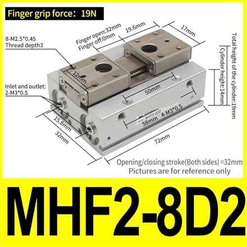 Pince pneumatique compacte MHF2-8D2 à double effet pour robotique - 3