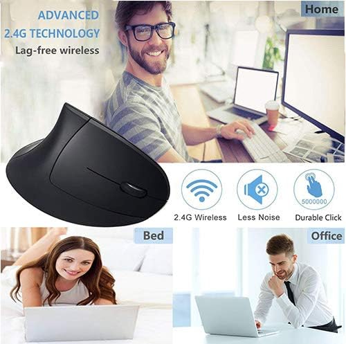 Miniatura 6 de Acedada Mouse ergonómico, mouse inalámbrico vertical, mouse Ergo óptico recargable, 80012001600 DPI, 5 botones para laptop, escritorio, PC, MacBook,