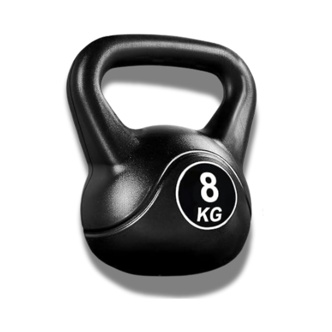 Anikees Vinyl-Coated Kettlebell – 8KG (Black) | Heavy-Duty Weight for Home Gym Workouts & Strength Training for Men & Women