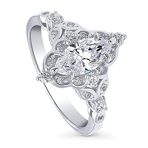 BERRICLE Sterling Silver Halo Wedding Engagement Rings Marquise C...