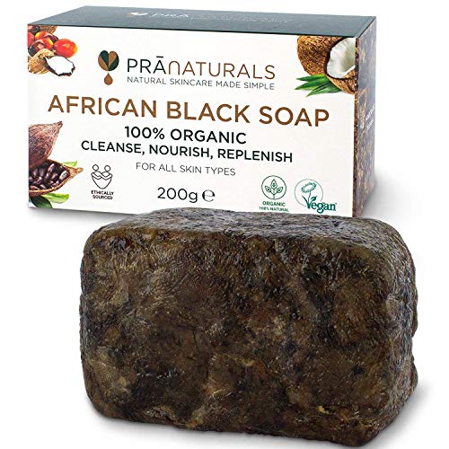 Image of PraNaturals 100% Organic Raw African Black Soap 200g, Detoxifying