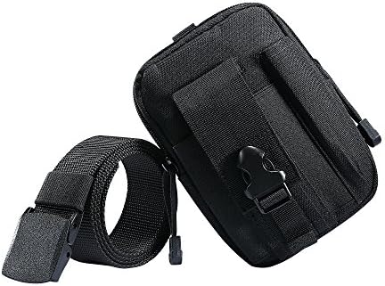 Pouch&Belt Multipurpose Pouch Tactical MOLLE EDC Pouch Collocation Automatic Buckle Nylon Tactical Belt Utility Gadget for IPhone 6s Samsung Note5 and More (Black)