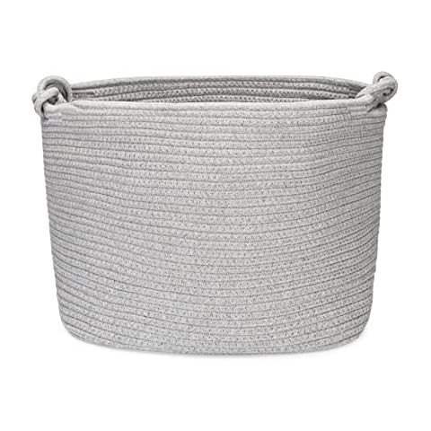Parker Baby Rope Storage Cube Bin - 11 Inch Nursery Cubby Storage Bin Cubes for Cube Organizer, Closet Organizers and Storage Toy Bin, Rope Baskets Bins for Toys Storage - Gray Cover