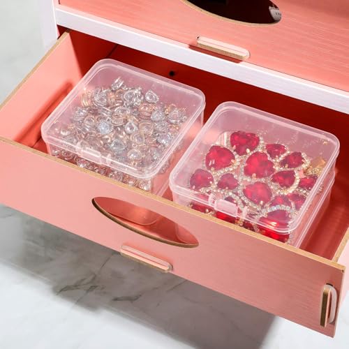 Image of Jetec 18 Pieces Mini Plastic Clear Beads Storage Containers Box for Collecting Small Items, Beads, Jewelry, Business Cards, Game Pieces, Crafts (2.9 x 2.9 x 1 Inch)
