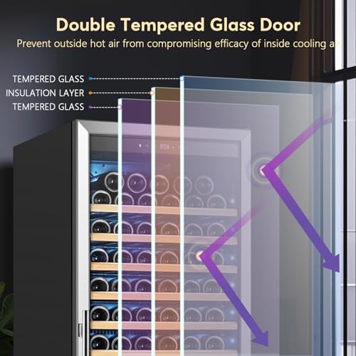 Image of Tylza Wine Fridge 24 Inch, 189 Bottles Large Wine Cooler Refrigerator, Built-in or Freestanding Tall Wine Cooler with Upgraded Compressor, Low Noise, Fast Cooling and Intelligent Temperature Memory