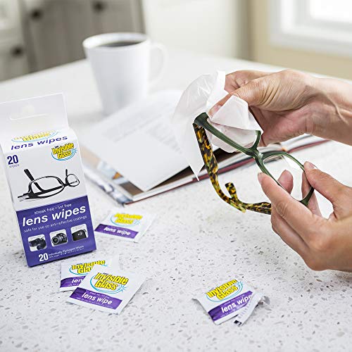 Image of Invisible Glass 90102 Lens Cleaning Wipes - Streak-Free, Lint-Free Wipes for Glasses, Camera Lenses, Binoculars & Smartphone Cameras, Safe on Reflective Coatings - 20 Count