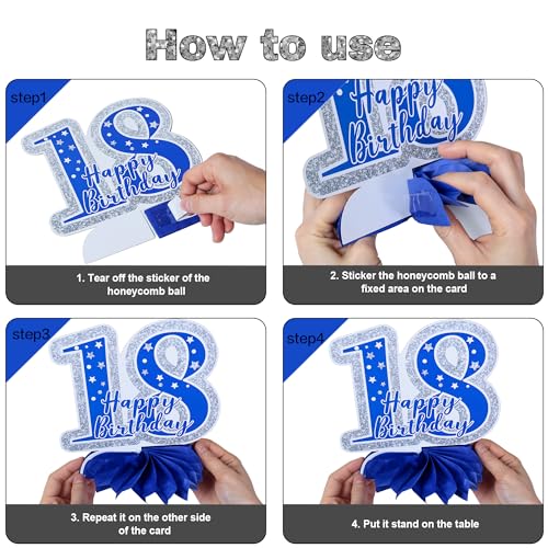 Image of Crenics Blue 2008 18th Birthday Decorations for Boys | Awesome Since 2008 Banner, Bruh I'm 18 Banner, Honeycomb Centerpieces and Hanging Swirls for 18 years old Party Supplies