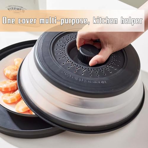 Cubreplatos de cristal para microondas con función de colador y protector de alimentos 5