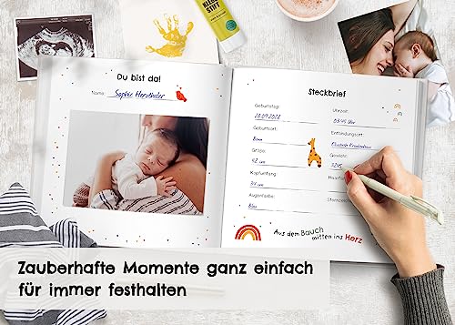 Mein erstes Jahr Babyalbum - Hochwertiges Babytagebuch mit Prägung für die schönsten Erinnerungen - Erinnerungsbuch zum Eintragen für das… – Ansicht 3