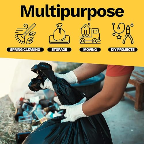 Image of ToughBag 55-60 Gallon Trash Bags (100 Count) - 40' x 54' Extra Large Garbage Bags Medium Duty, Industrial & Commercial Black Trash Bags - Made in USA