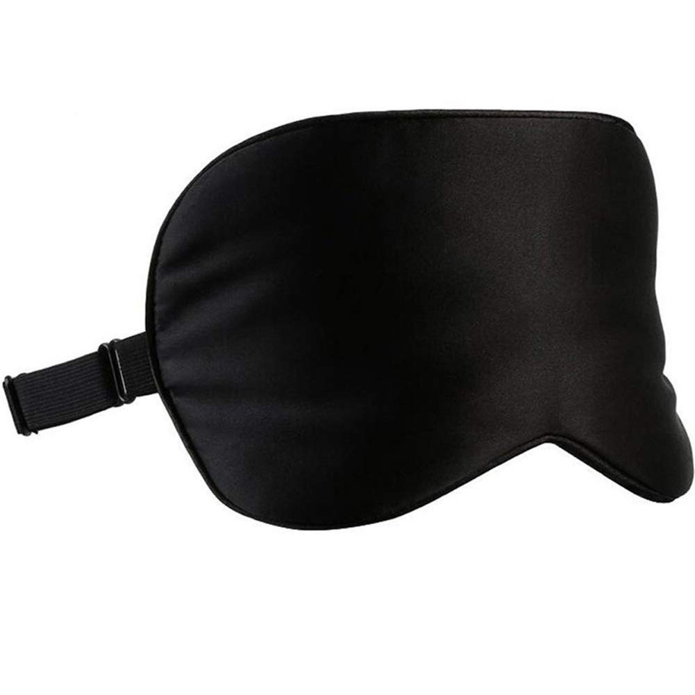 Egurs Sleep Mask,100% Natural Silk, Lightweight & Comfortable& Super Soft Eye Cover Blindfold Eyeshade for Sleeping Travel Shift Work Naps Meditation & Night With Adjustable Strap black
