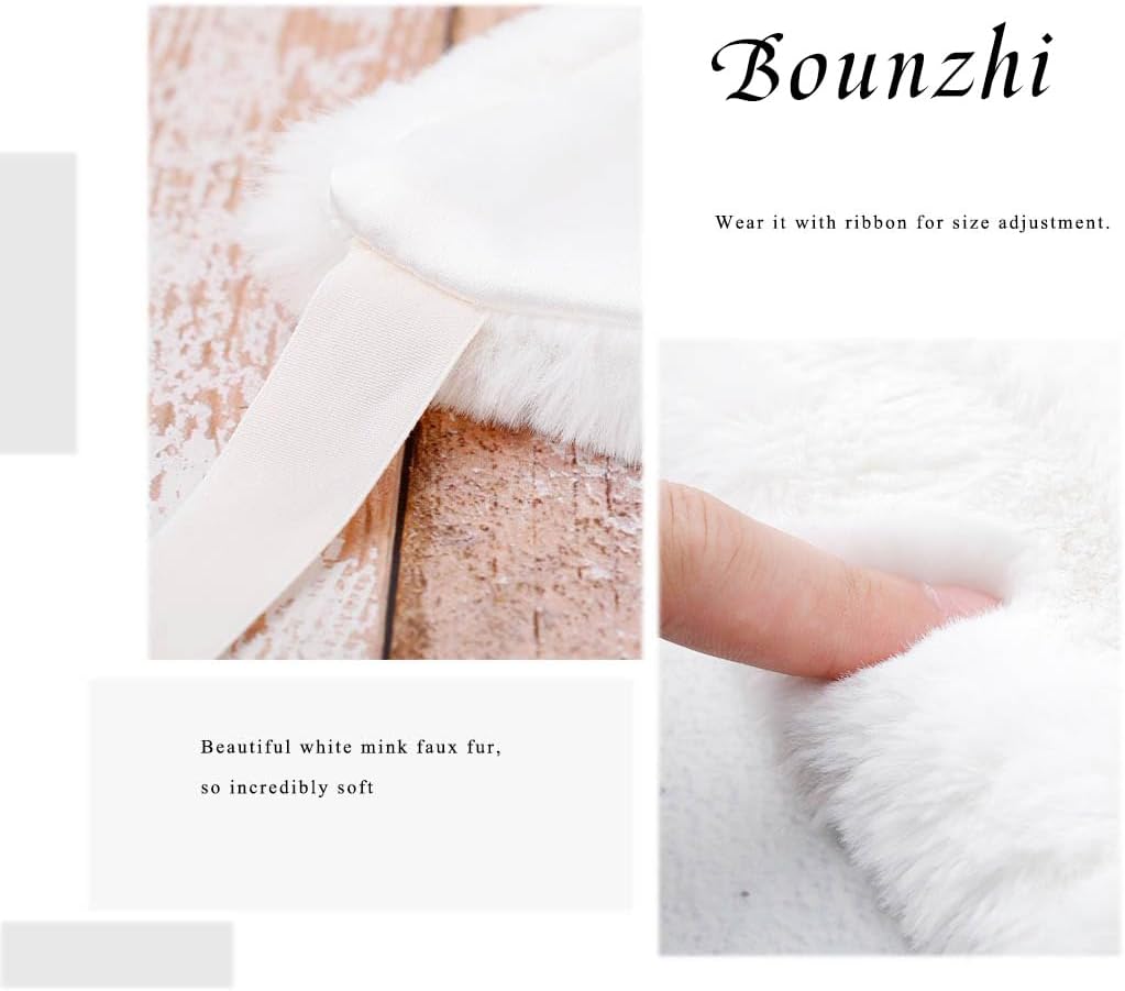 Bounzhi Women's Wedding Faux Fur Shawl Wraps Cover up with ribbon for Bride and Bridesmaids - Image 5