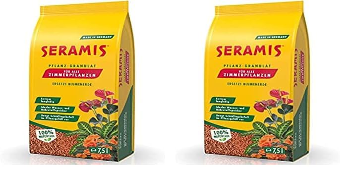 Seramis Pflanz-Granulat für alle Zimmerpflanzen, 7,5 l – Pflanzen Tongranulat, Blumenerde Ersatz zur Wasser- und Nährstoffspeicherung (Packung mit 2)