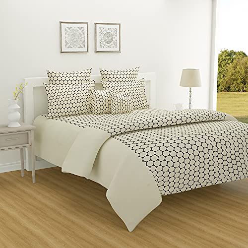 Image of Swayam Pure Cotton Double Bedsheet with 2 Pillow Covers | Size 90 x 100 inch | 160 TC | Geometric Design | Soft Breathable Bed Sheet | Comfortable & Durable for Bedroom - Beige