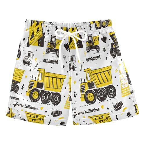 Boccsty Dump Trucks Yellow Boys Swim Trunks Baby Kids Swimwear Summer Toddler Beach Board Shorts Bathing Suit 2T