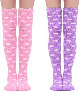 LittleForBig Cute Coral Fleece Thigh High Long Paws Patten Socks 2 Pairs