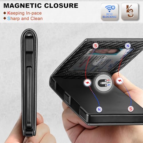 Image of KEMISANT Men Wallet,Slim Wallet Card Case With Magnetic Billfold Flip,Pop-up Access for 12Cards RFID Blocking