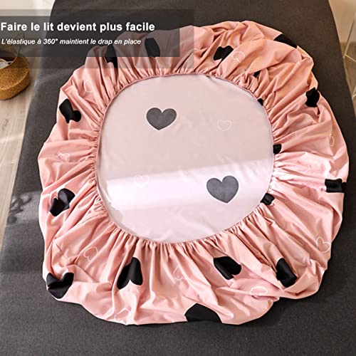 Chickwin Spannbettlaken 90x200cm Kinder Matratzenschoner, Rosa Liebesmuster Mädchen Bettlaken für Einzelbett Boxspringbett - 100% Mikrofaser Spannbetttuch Geeignet für bis 25-30 cm Matraze - Image 7