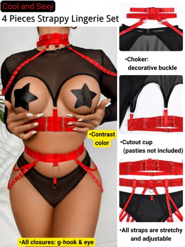 Image of Kaei&Shi Rave Outfit, Adjustable Strappy, Contrast Color, Choker, Chain Belt