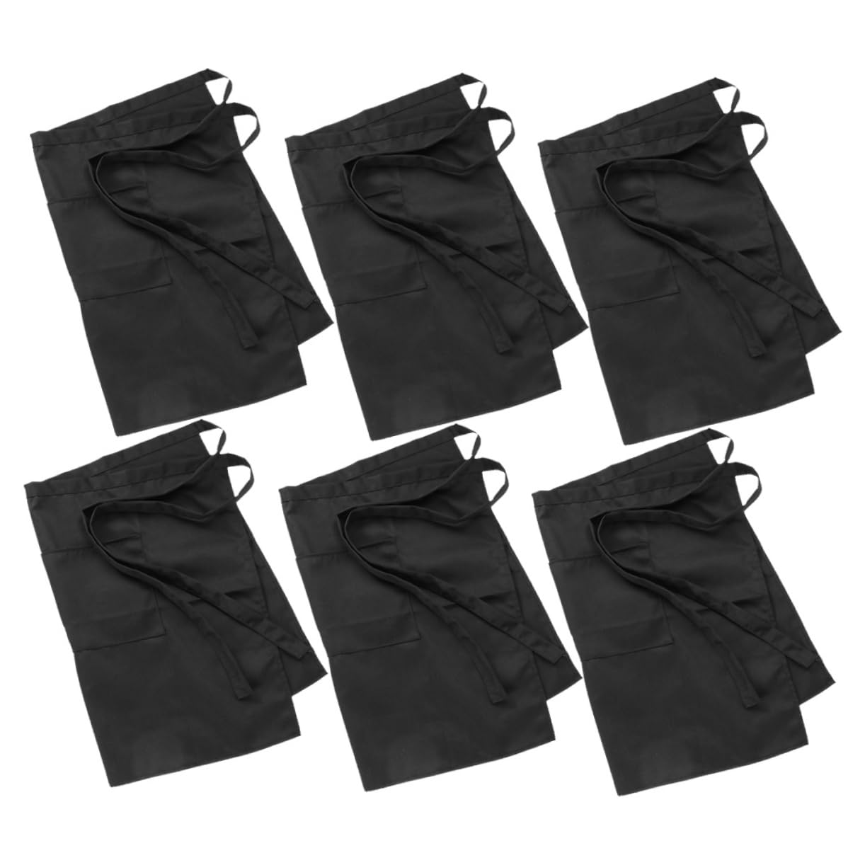 BESTYASH 6 Piezas Delantal Corto de Cintura con para Chef de Poliéster y Algodón Resistente Manchas para Cocina Bar Restaurante y Bistró