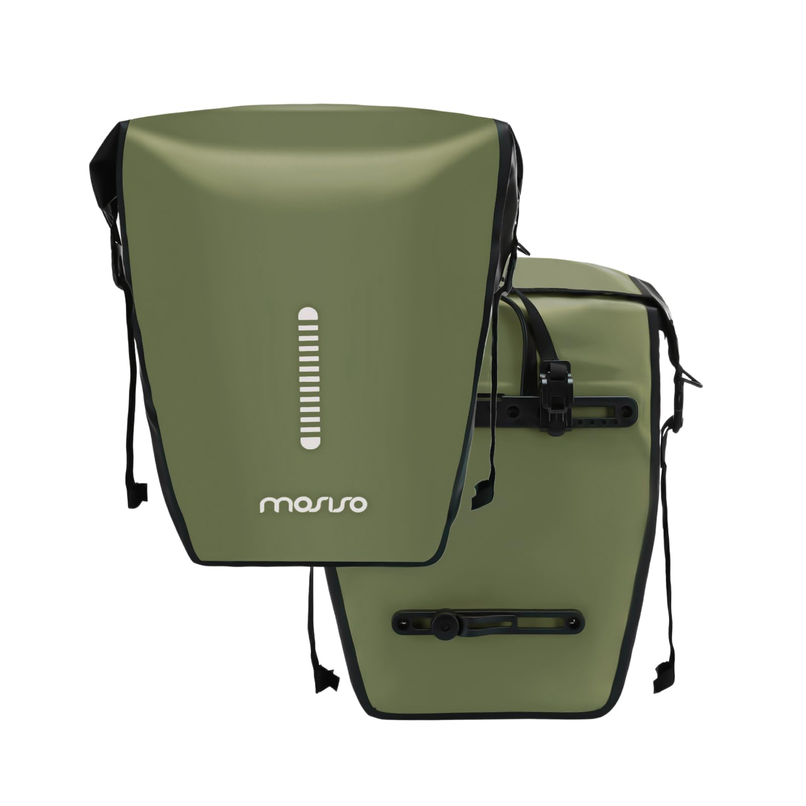 MOSISO 18L Bike Panniers 2 Pack, Waterproof Large Capacity Bicycle Panniers, Bike Shoulder Bag Rear Rack Luggage Trunk Bag with Reflective Strips for Road Mountain Cycling Traveling, Army Green
