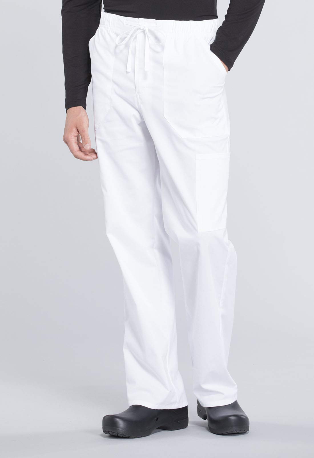 Set da lavoro professionale da donna WW695T con scollo a V e pantaloni cargo con gamba affusolata WW190T, bianco- 2XL top alto / pantaloni alti 2XL