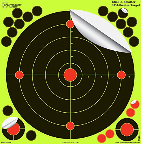 Splatterburst Targets - 10 inch Stick & Splatter Reactive Self Adhesive Shooting Targets - Gun - Rifle - Pistol - Airsoft - BB Gun - Pellet Gun - Air Rifle (50 Pack)