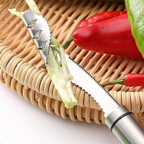 Image of Stainless Steel Julienne Vegetable Peeler Multi-Functional Fruit & Veggie Shredder Slicer and Grater for Potatoes, Carrots, Cucumbers (Seed Corer Remover Tool)
