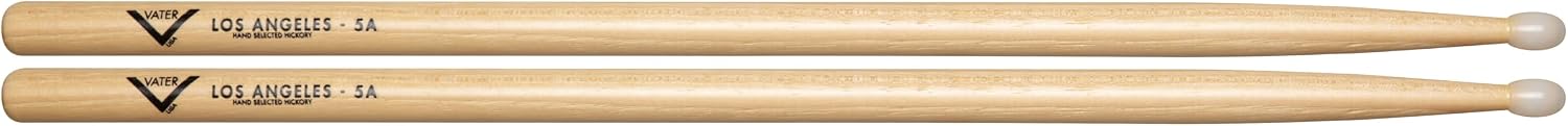 Vater 5A Hickory Drumsticks Pair, Nylon Tip
