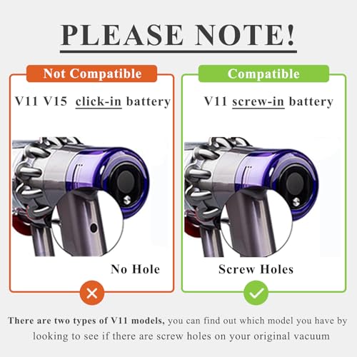Image of 10000mAh Upgraded V11 SV14 Battery Replacement for Dy /Son V 11 Screw-in【Not for Click-in Type】 25.2V Compatible with Dy /Son V 11 Animal Absolute Pro Torque Drive Cordless Vacuum Screw in Type