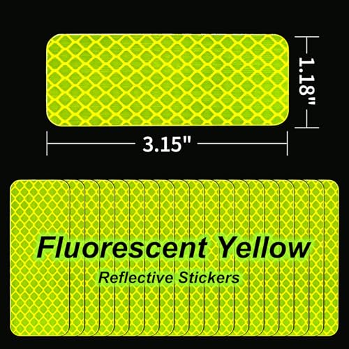 Image of PHIXBEAR Reflective Stickers Super Reflection, Safety Reflective Tape for Car Trailer Truck Bike Motorcycle, 20 Pcs Fluorescent Yellow-Green Outdoor Waterproof 3.15 inch X 1.18 inch