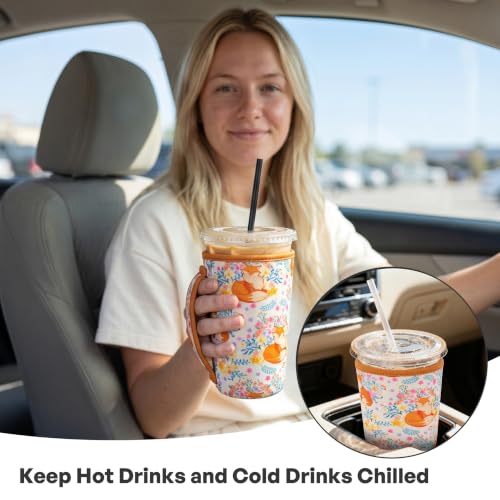Image of 3PCS Reusable Iced Coffee Sleeves, Fits 16-32oz Hot /Cold Drinks