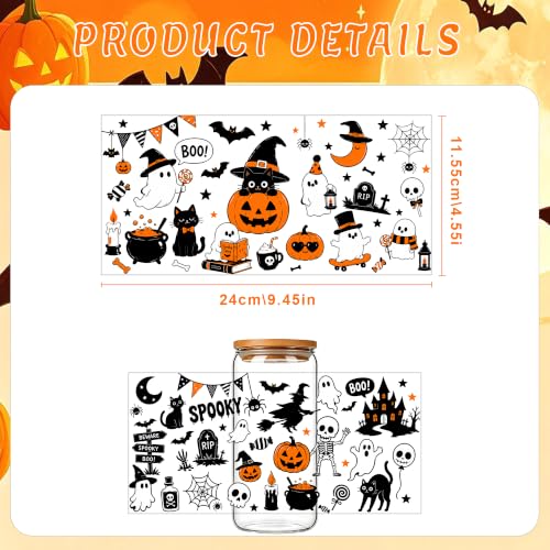 Halloween UV DTF Cup Wrap - 8 Sheets Horror Themed Rub on Transfers - image 2