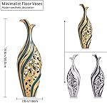 LCCCK Céramique Moderne VASE, 19.6 pouces de hauteur, Or noir, Idéal pour l'herbe de Pampas & Arrangements pour une fleur, Vase décoratif pour le salon, Salle à manger, Entrée