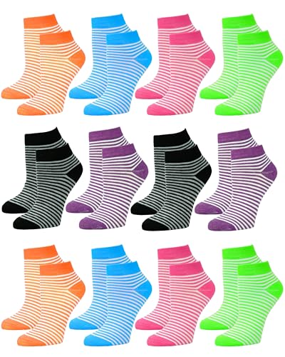 Image of Gelante 12-Pair Women's Ankle Socks, Colorful Comfortable Lightweight Breathable Athletic