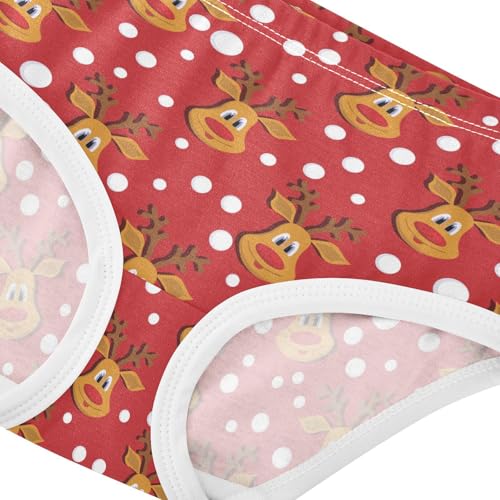 Little Girls' Soft Cotton Underwear Kids Breathable Comfort Christmas Reindeer Red Panties Briefs Toddler4
