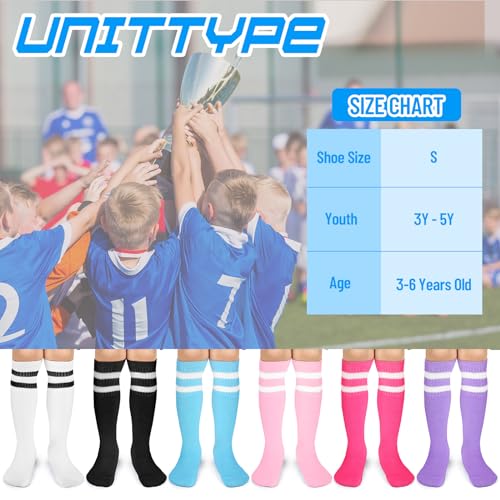 Unittype 6 pares de meias de futebol infantil com listras juvenis, presente de Natal para meninos e