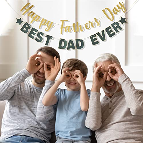 Image of Happy Father's Day Gold Banner Bunting Banner for Dad Father's Party Decorations Backdrop Garland for Father's Day (2 pcs Gold)