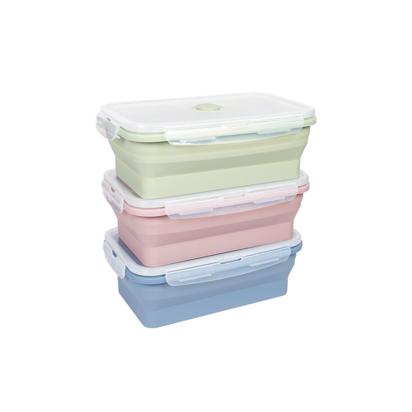 EASYLOCK 3 Pack 550ML Silicone Food Containers with Lids Collapsible Kitchen Freezer Storage Containers Lunch Boxes Meal Prep Containers