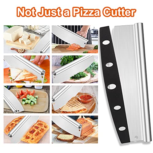 Supercenter Pizza Cutter Sharp Rocker Blade Stainless Steel Pizza Slicer Knife With Plastic Blade Cover, 14-Inch Large Pizza Cutter Rocker For Kitchen Tool Accessories #TOP4