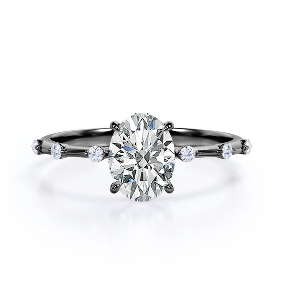 RareCollection New Arrive Moissanite Statement Engagement Ring, Women's Wedding Rings Moissanite Promise Rings 2.20 CT VS-1 Clarity Valentine band 925 Sterling Silver with 18K White Gold Plated