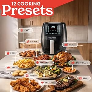 Gourmia Air Fryer - 4 Qt Basket Capacity, 12 Cooking Presets, Black — photo 2 of 6