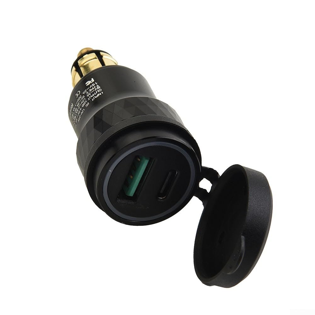 Yhenlovtt Adaptador de cargador dual USB de motocicleta para BMW, enchufe DIN impermeable de 4,2 A, puerto de alimentación de aleación de aluminio CNC para F800/F650/F700/R1200GS/R1200RT, negro