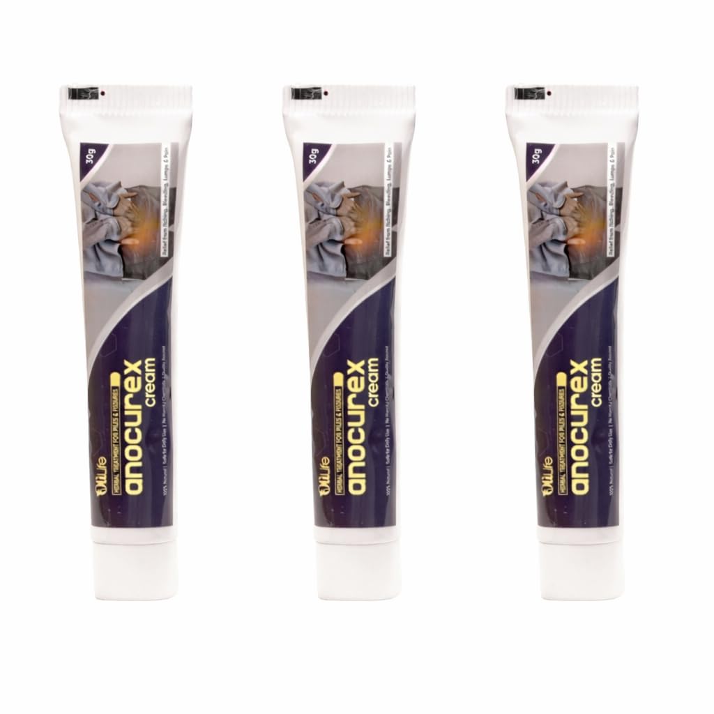 Anocurex Piles Relief Cream 30g (Pack of 3) | Ayurvedic Herbal Oinment for Piles, Fissures, Itching, Burning & Pain Relief | Fast Acting Hemorrhoids Care Cream for Men & Women
