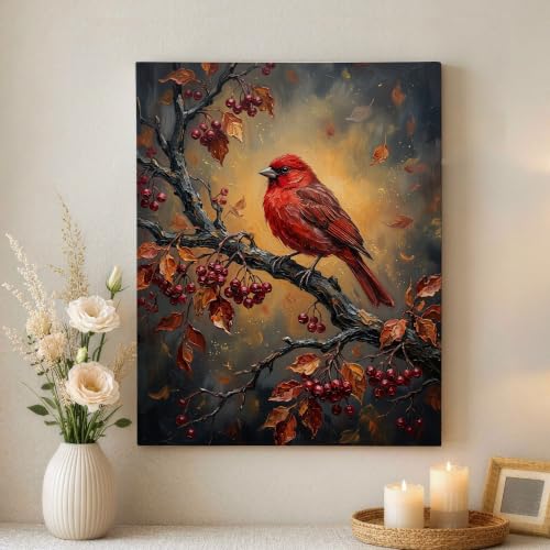 Lienzo decorativo de hojas de otoño rojas con impresión artística realista